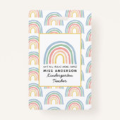 モダン水色レインボー感謝してい先生贈呈 バッジ (裏面)