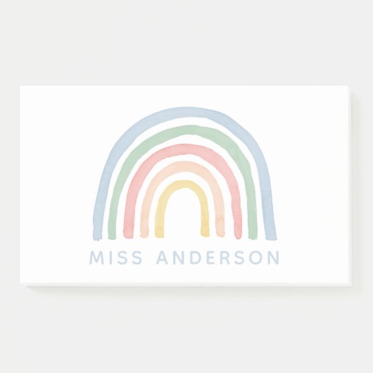 モダン水色レインボー感謝してい先生 ポストイット (正面)