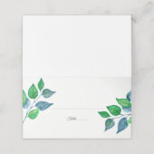 モダン水色彩の鮮やか色緑の結婚葉 プレイスカード (外部開封)