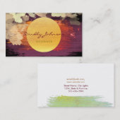 モダン水色抽象芸術エレガント赤黄 名刺 (正面/裏面)