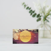 モダン水色抽象芸術エレガント赤黄 名刺 (スタンド正面)