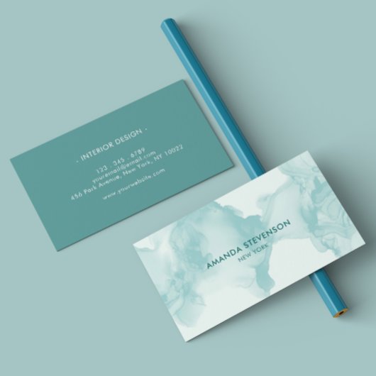 モダン水色抽象芸術 名刺