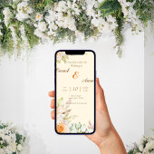 モダン水色結婚植物薬 招待状