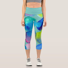 モダン水色芸術品を気取ったカラフルファンキー芸術 カプリレギンス