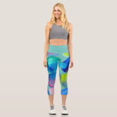 モダン水色芸術品を気取ったカラフルファンキー芸術 カプリレギンス (正面)