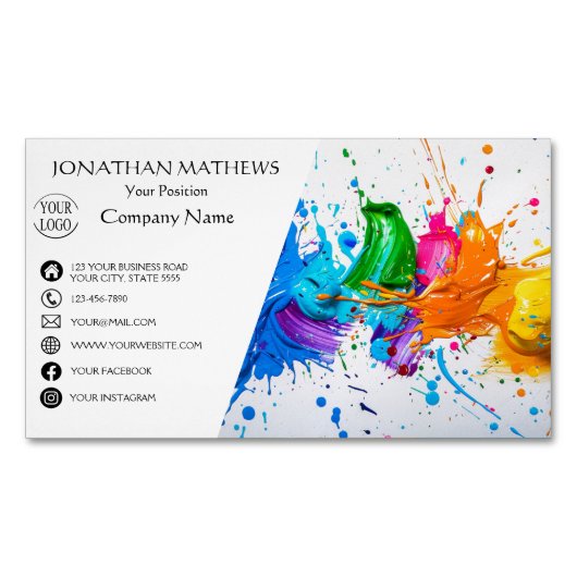 モダン油絵を描抽象芸術 マグネット名刺 (正面)