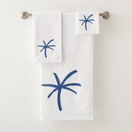 モダン沿岸の青色彩の鮮やかヤシの木タオル バスタオルセット