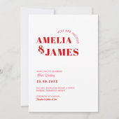 モダン波はっきりしたファンキービバ結婚マゼンダ 招待状 (正面)