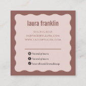 モダン波ミニマルシンプル赤面ピンク スクエア名刺 (裏面)