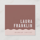 モダン波ミニマルシンプル赤面ピンク スクエア名刺 (正面)