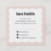 モダン波ミニマルシンプル赤面ピンク スクエア名刺 (裏面)