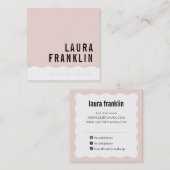 モダン波ミニマルシンプル赤面ピンク スクエア名刺 (正面/裏面)