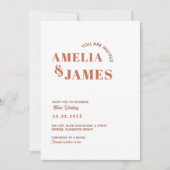 モダン波状ファンキーはっきりしたテラコタ結婚ズ 招待状 (正面)