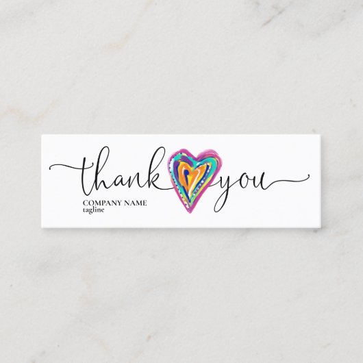 モダン注文のユニークハート感謝していをスクリプトする スキニー名刺 (正面)
