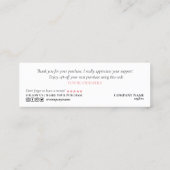 モダン注文のユニークハート感謝していをスクリプトする スキニー名刺 (裏面)