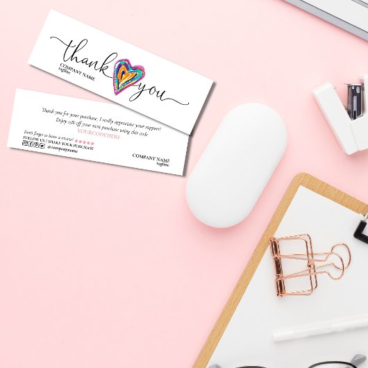 モダン注文のユニークハート感謝していをスクリプトする スキニー名刺