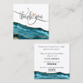 モダン注文の金ゴールド感謝していハートをスクリプト化 スクエア名刺 (正面/裏面)