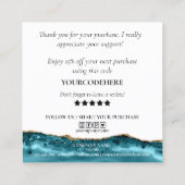 モダン注文の金ゴールド感謝していハートをスクリプト化 スクエア名刺 (裏面)