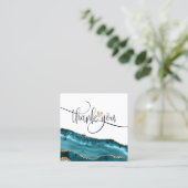 モダン注文の金ゴールド感謝していハートをスクリプト化 スクエア名刺 (スタンド正面)