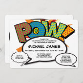 モダン洗礼《キリスト教》洗礼式や命名式おもしろい漫画書 招待状 (正面/裏面)