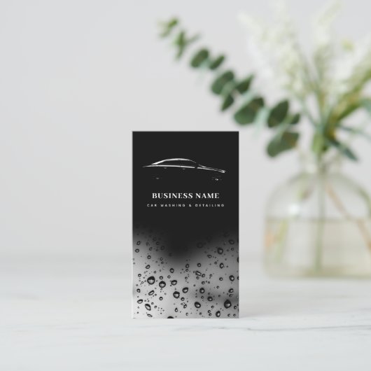 モダン洗車洗浄車のQRコードブラック 名刺 (スタンド正面)