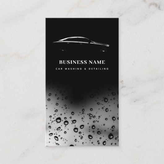 モダン洗車洗浄車のQRコードブラック 名刺 (正面)