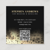 モダン洗車洗浄車のQRコード金ゴールド スクエア名刺 (裏面)