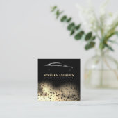 モダン洗車洗浄車のQRコード金ゴールド スクエア名刺 (スタンド正面)