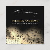 モダン洗車洗浄車のQRコード金ゴールド スクエア名刺 (正面)