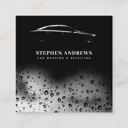 モダン洗車洗浄車のQRコード スクエア名刺 (正面)