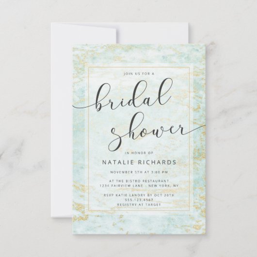 モダン海の金ゴールドブライダルシャワー 招待状 (正面)
