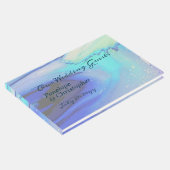 モダン海ウォーターブルー抽象芸術ビーチ結婚式 ゲストブック (コーナー)