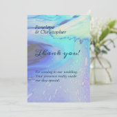 モダン海ウォーターブルー抽象芸術ビーチ結婚式 サンキューカード (スタンド正面)