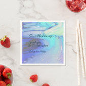 モダン海ウォーターブルー抽象芸術ビーチ結婚式 スタンダードカクテルナプキン (インサイチュ)