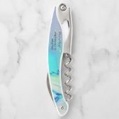 モダン海ウォーターブルー抽象芸術ビーチ結婚式 ソムリエナイフ (裏面)