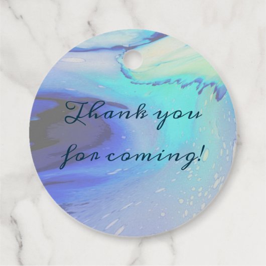 モダン海ウォーターブルー抽象芸術ビーチ結婚式 フェイバータグ (裏面)