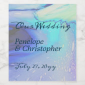 モダン海ウォーターブルー抽象芸術ビーチ結婚式 ワインラベル (シングルラベル)