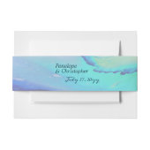 モダン海ウォーターブルー抽象芸術ビーチ結婚式 招待状ベリーバンド (正面例)