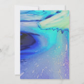 モダン海ウォーターブルー抽象芸術ビーチ結婚式 招待状 (裏面)