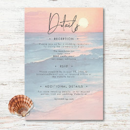 モダン海サンセットウォーターカラービーチ結婚式 エンクロージャーカード