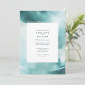 モダン海ティール（緑がかった色）水結婚色 招待状 (スタンド正面)