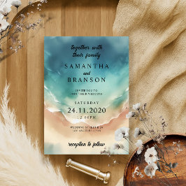 モダン海ビーチブルーウォーター色エレガント 招待状