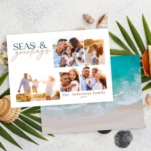 モダン海ビーチ数々の写真クリスマス シーズンカード