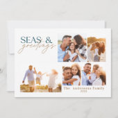 モダン海ビーチ数々の写真クリスマス シーズンカード (正面)