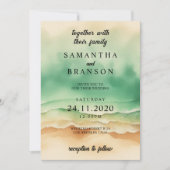 モダン海ビーチ砂の水色エレガント 招待状 (正面)