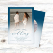 モダン海ブグラデーションルーの2結婚写真 招待状