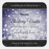 モダン海ブルーきらめくグリッター製品ラベル スクエアシール (正面)