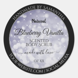 モダン海ブルーきらめくグリッター製品ラベル ラウンドシール