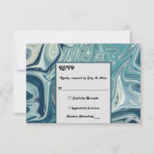 モダン海ブルーウェーブズパステル抽象芸術結婚ズ 出欠カード (正面)