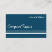 モダン海ブルーライトグレーストライププロフェッショナル 名刺 (正面)